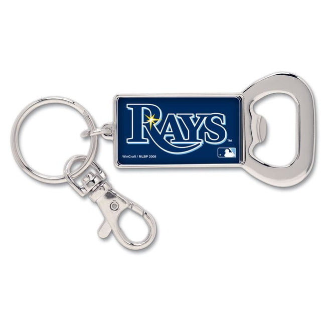 Llavero rectangular con abrebotellas de los Tampa Bay Rays