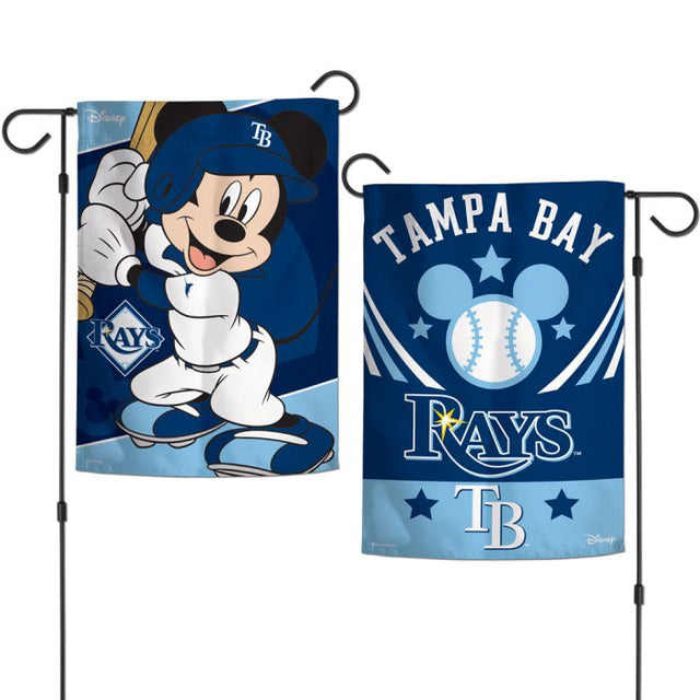 Banderas de jardín de los Tampa Bay Rays y Disney Mickey Mouse, de 2 lados, 12,5" x 18"