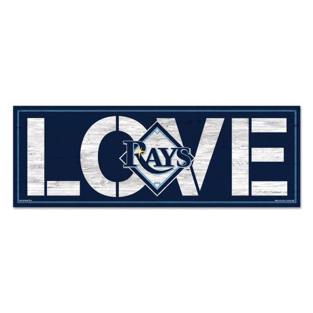 Letrero de madera con la leyenda "Love" de los Tampa Bay Rays, 8" x 23", 1/4" de grosor