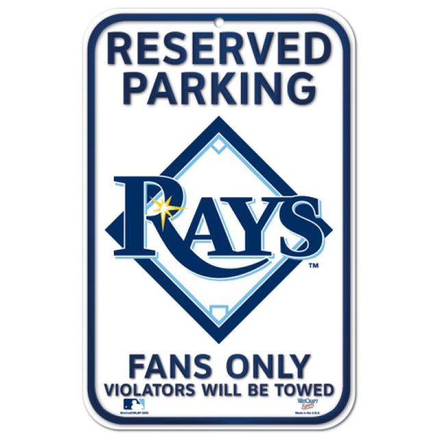 Letrero de plástico de estacionamiento reservado de los Tampa Bay Rays de 11" x 17"