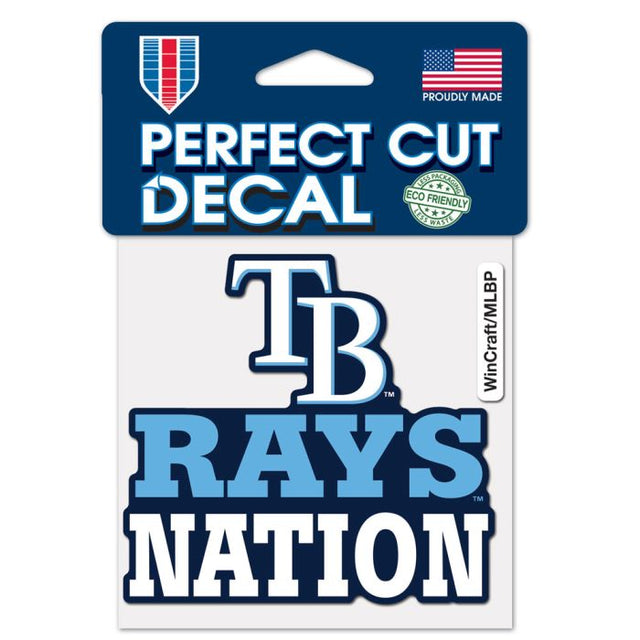 Calcomanía de color de corte perfecto con el eslogan de los Tampa Bay Rays de 4" x 4"