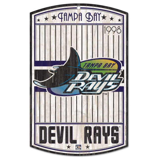 Letrero de madera de los Tampa Bay Rays de 11" x 17" y 1/4" de grosor