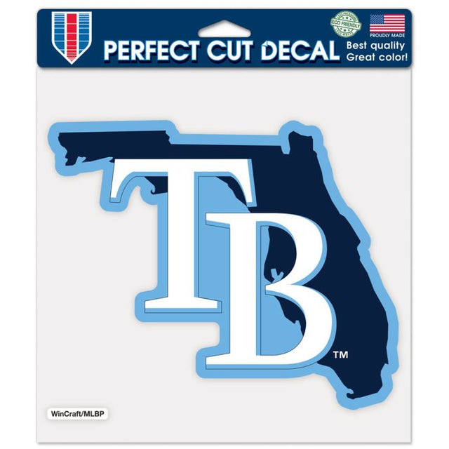 Calcomanía de color de corte perfecto con forma de estado de los Tampa Bay Rays de 8" x 8"