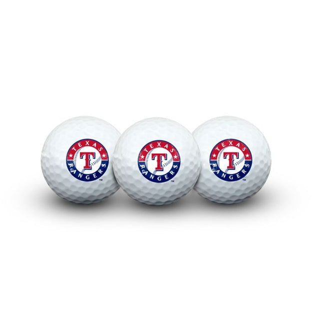 3 pelotas de golf de los Texas Rangers en estuche tipo concha