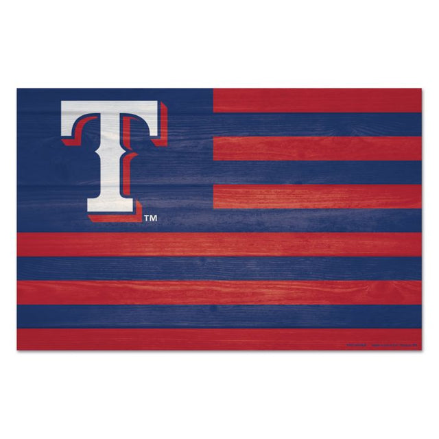 Texas Rangers Americana Wood Sign 11" x 17" 1/4" thick