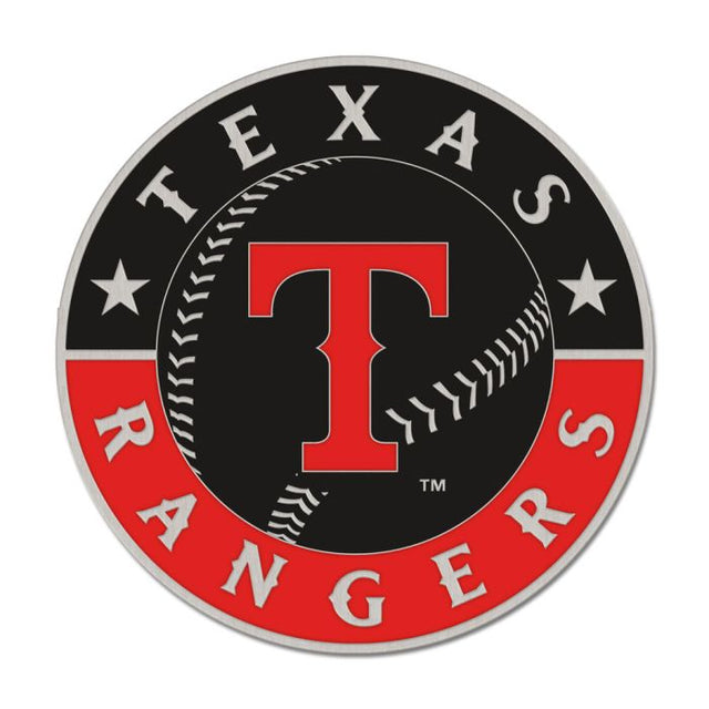 Tarjeta de joyería con pin esmaltado de colección de color negro y naranja de los Texas Rangers