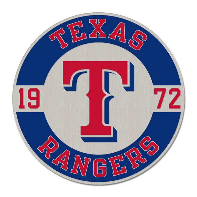 Tarjeta de joyería con pin esmaltado de colección de los Texas Rangers con el CÍRCULO ESTABLECIDO