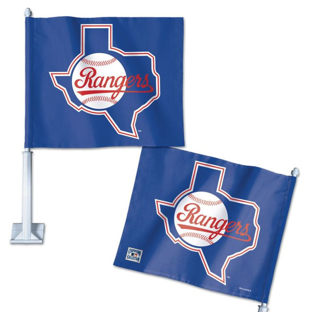 Bandera para auto de los Texas Rangers/Cooperstown, 11,75" x 14"