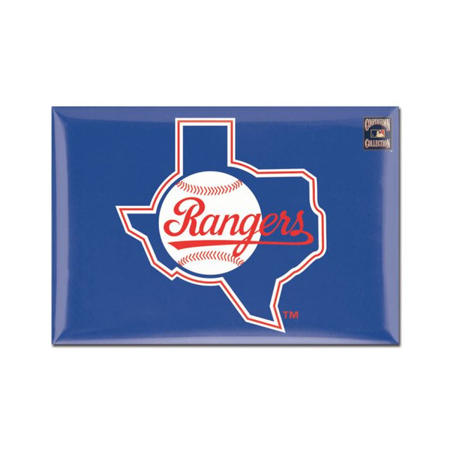 Imán de metal de los Texas Rangers/Cooperstown de 2,5" x 3,5"