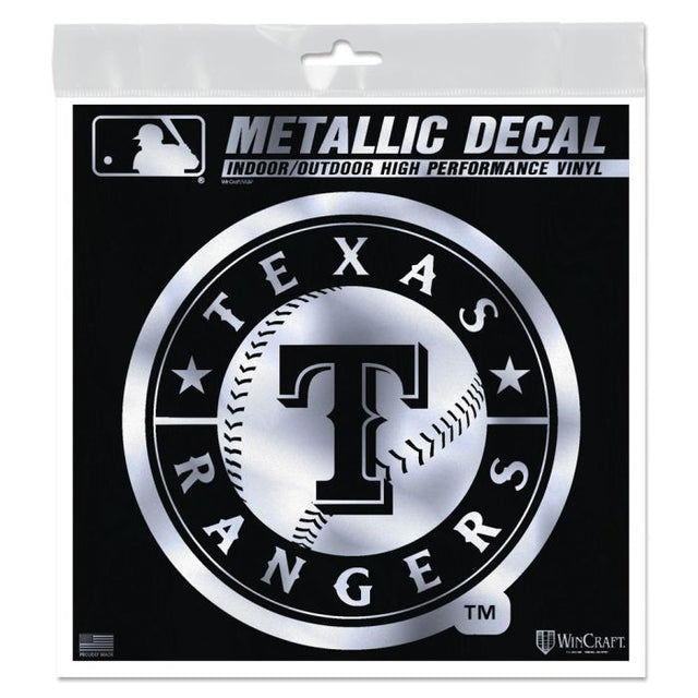 Calcomanía metálica de los Texas Rangers de 6" x 6"