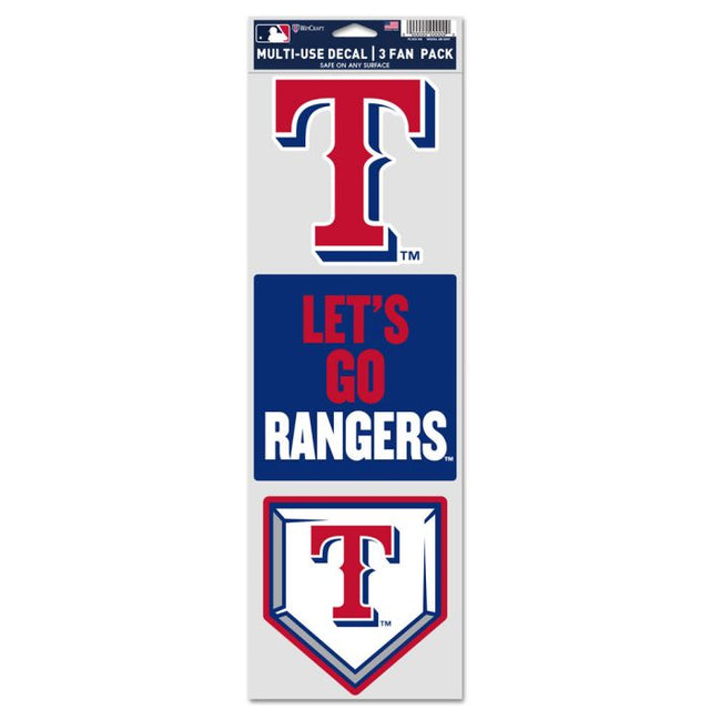 Calcomanías para fanáticos de los Texas Rangers de 3,75" x 12"