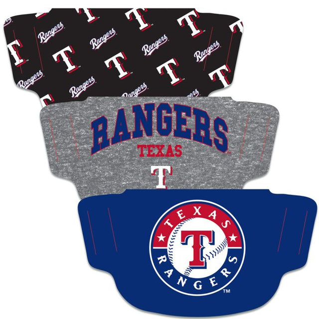 Paquete de 3 mascarillas faciales para fanáticos de los Texas Rangers