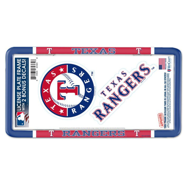 Texas Rangers License Plate Thin Frame - Plastic w/Decal