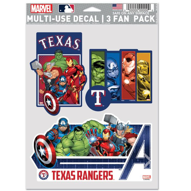 Paquete multiusos para 3 fanáticos de los Texas Rangers/Marvel (c) 2021