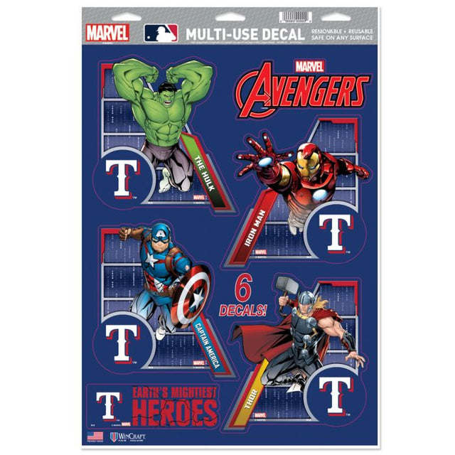 Calcomanía multiusos de los Texas Rangers/Marvel (c) 2021 de MARVEL, 11" x 17"