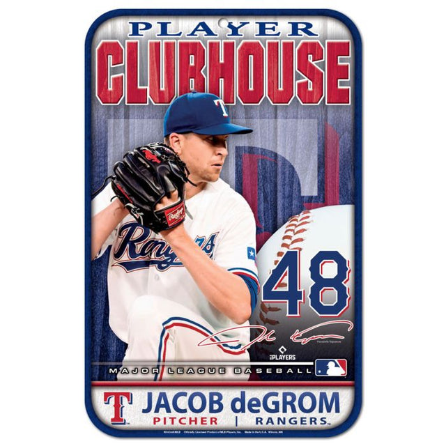 德州游骑兵塑料标牌 11 英寸 x 17 英寸 Jacob deGrom