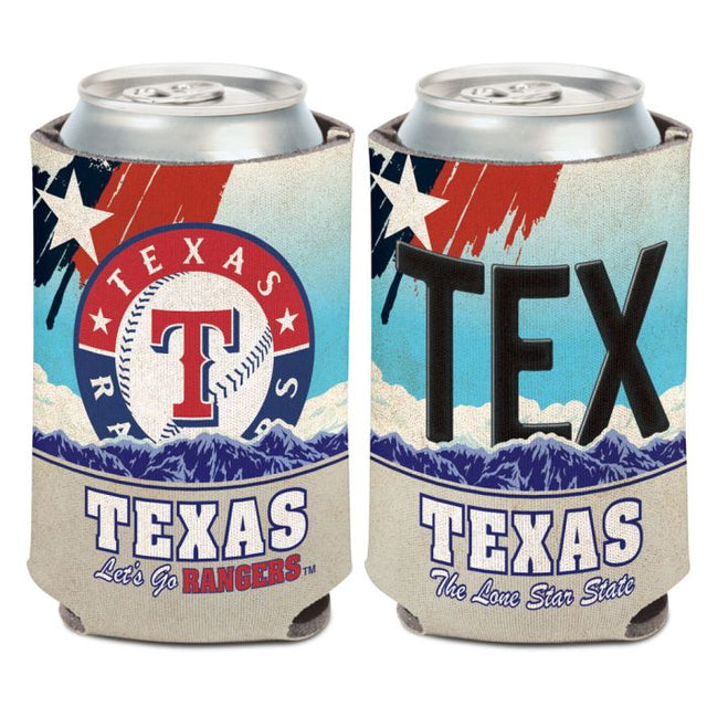 Enfriador de lata con placa ESTATAL de los Texas Rangers, 12 oz.