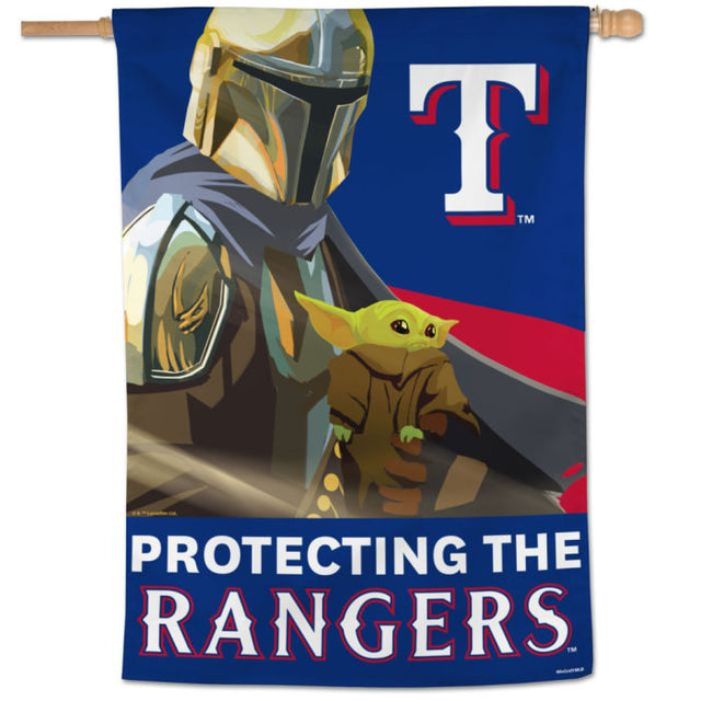 Bandera vertical de los Texas Rangers y Star Wars Mandalorian de 28" x 40"