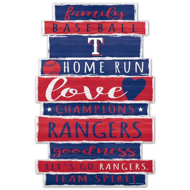 Letrero de madera de los Texas Rangers de 11" x 17" y 1/4" de grosor