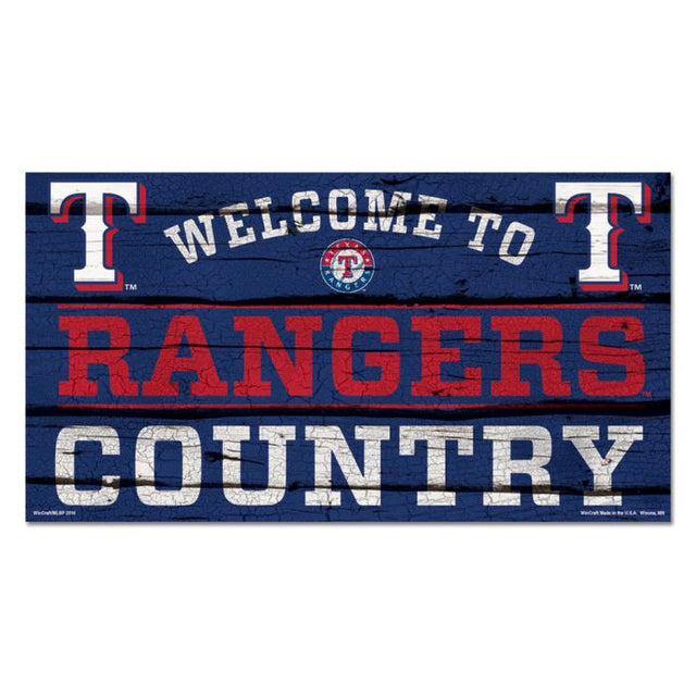 Letrero de madera de los Texas Rangers, 13" x 24", 1/4" de grosor