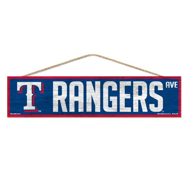 Texas Rangers Wood Sign-with Rope 4" x 17"