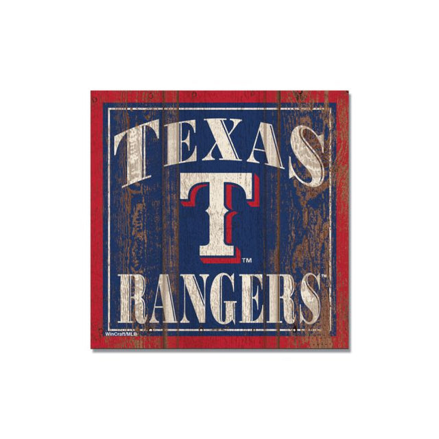 Imán de madera de los Texas Rangers de 3" x 3"