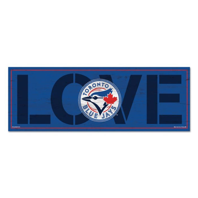 Letrero de madera con la leyenda "Love" de Toronto Blue Jays, 8" x 23", 1/4" de grosor