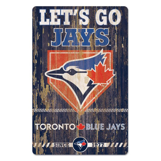 Letrero de madera con el lema de los Toronto Blue Jays, 11" x 17", 1/4" de grosor