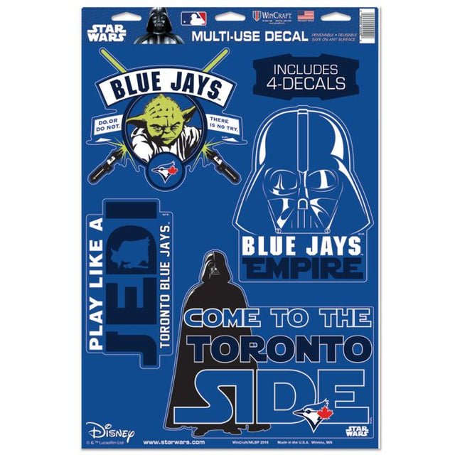 Calcomanía multiusos de Darth Vader y Yoda de Star Wars de Toronto Blue Jays, 11" x 17"