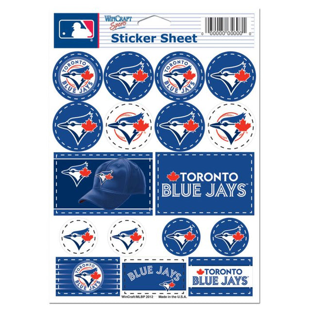 Lámina de calcomanías de vinilo de los Toronto Blue Jays de 5" x 7"