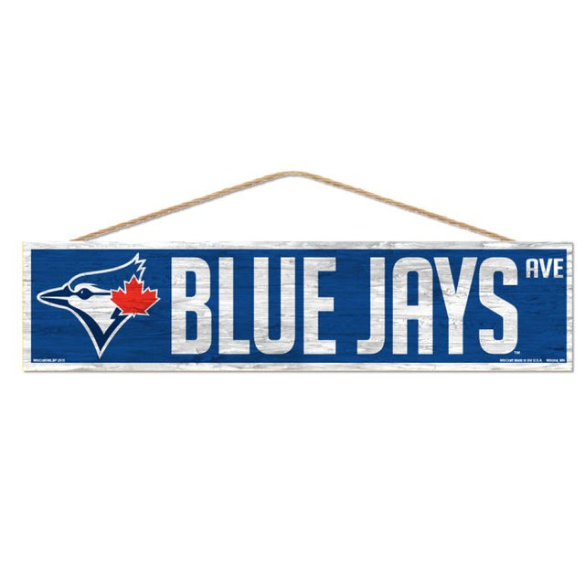 Letrero de madera de los Toronto Blue Jays con cuerda, 4" x 17"