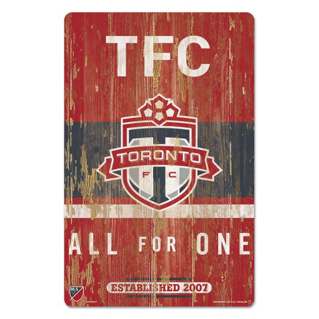 Letrero de madera del Toronto FC de 11" x 17" y 1/4" de grosor