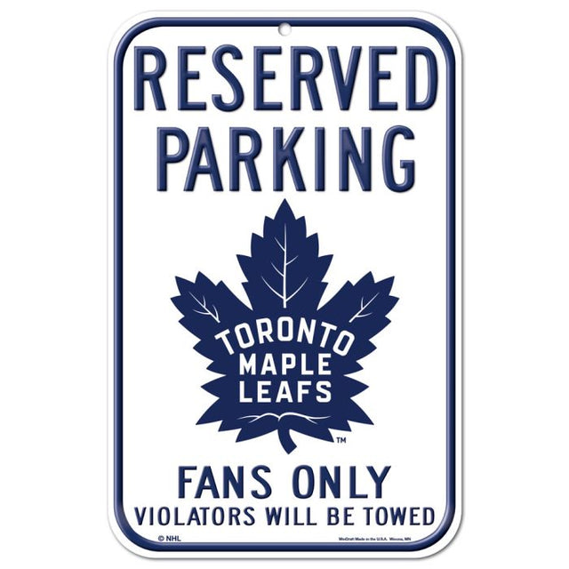 Letrero de plástico de estacionamiento reservado de Toronto Maple Leafs de 11" x 17"