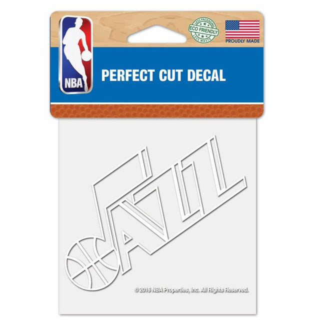 Utah Jazz Perfect Cut White Decal 4" x 4"