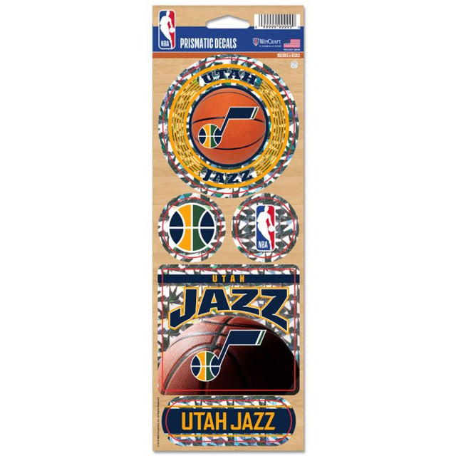 Calcomanía prismática de Utah Jazz de 4" x 11"