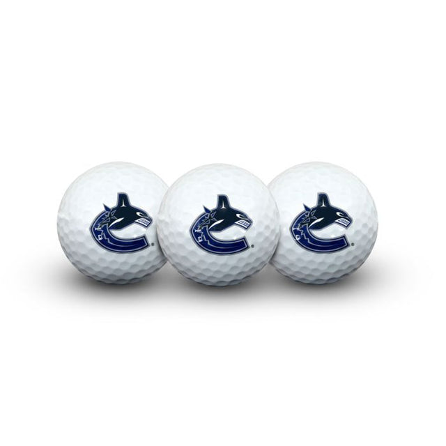 3 pelotas de golf de los Vancouver Canucks en estuche tipo concha