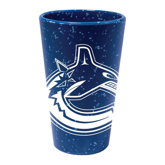 Vaso de pinta de silicona de 16 oz con diseño de los Vancouver Canucks Blue Speckle