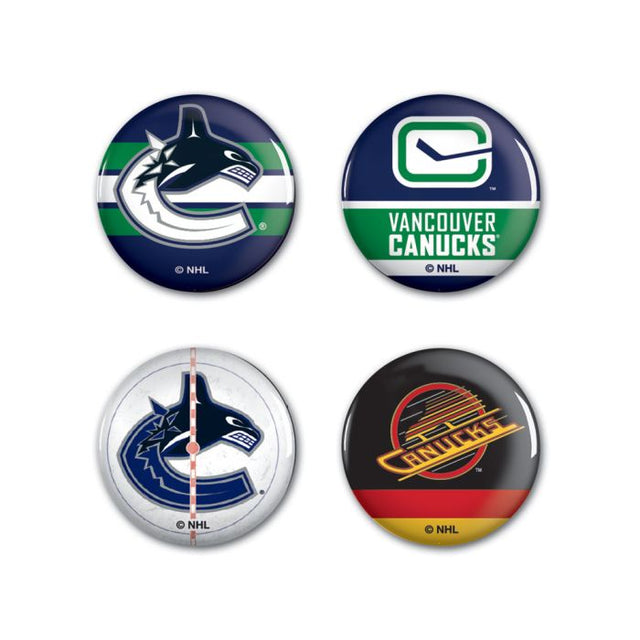 Paquete de 4 botones de los Vancouver Canucks de 1 1/4" de diámetro