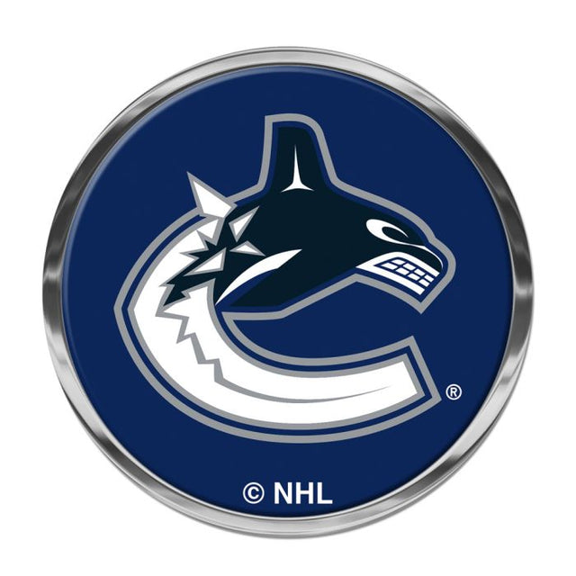 Emblema de metal cromado abovedado de los Vancouver Canucks