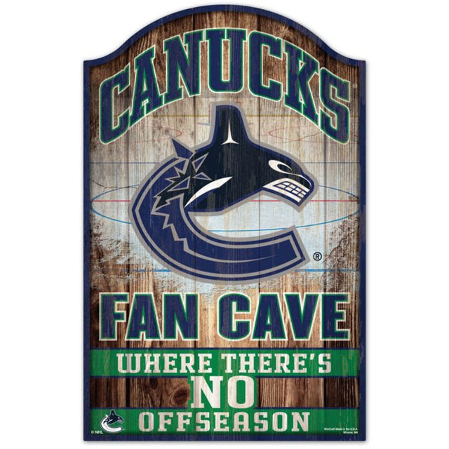 Letrero de madera para cueva de aficionados de los Vancouver Canucks, 11" x 17", 1/4" de grosor