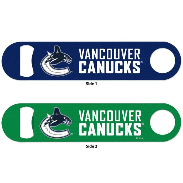 Abridor de botellas de metal de dos caras de los Vancouver Canucks