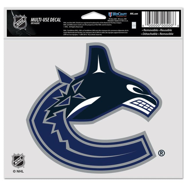 Vancouver Canucks Multi-Use Decal -Clear Bckrgd 5" x 6"