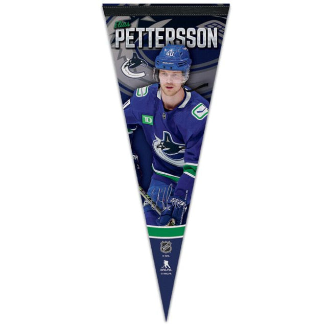 Banderín premium de los Vancouver Canucks de 12" x 30" de Elias Pettersson