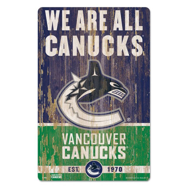 Letrero de madera con el lema de los Vancouver Canucks, 11" x 17", 1/4" de grosor