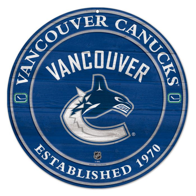 Letrero de madera de Vancouver Canucks de 19,75"