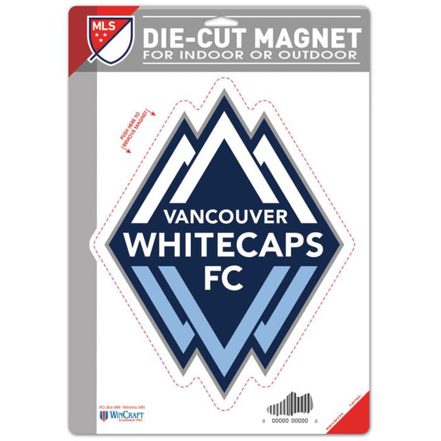 Imán troquelado con el logotipo del Vancouver Whitecaps FC de 6,25" x 9"