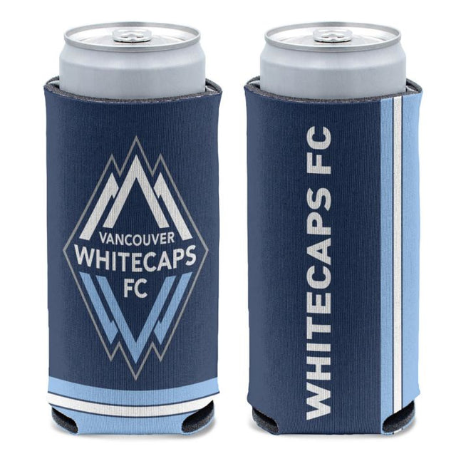 Enfriador de latas delgado de 12 oz con el logotipo principal de Vancouver Whitecaps FC