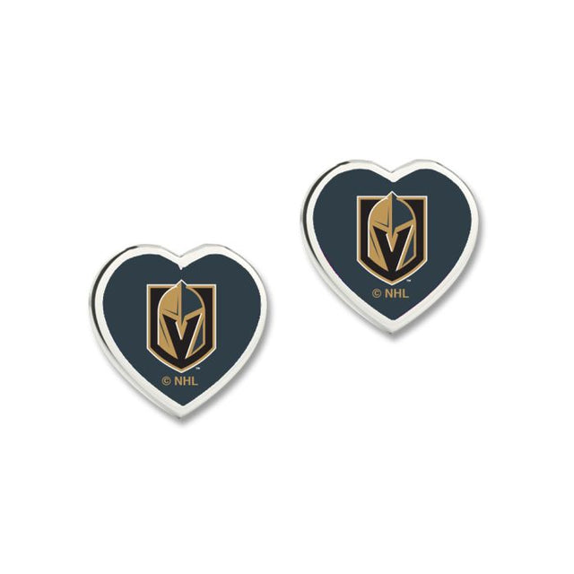 Pendientes Vegas Golden Knights con corazón 3D