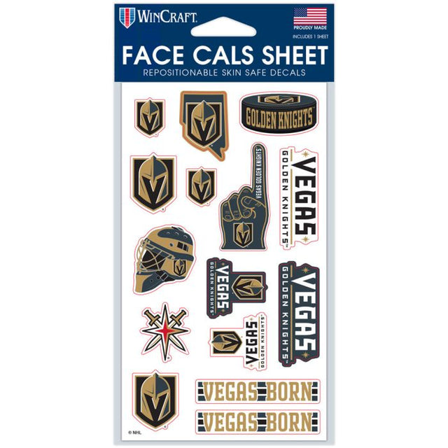 Calcomanías faciales de los Vegas Golden Knights de 4" x 7"