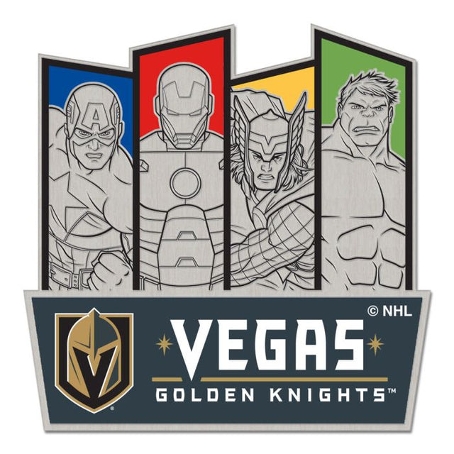 Tarjeta de joyería con pin de colección de Vegas Golden Knights/Marvel Avengers